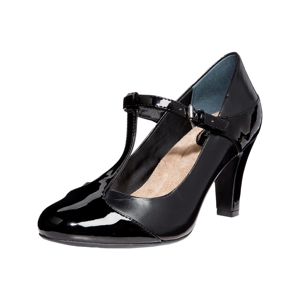 Giani Bernini Vineza memory foam heel leather cap toe t-strap Mary Jane pumps